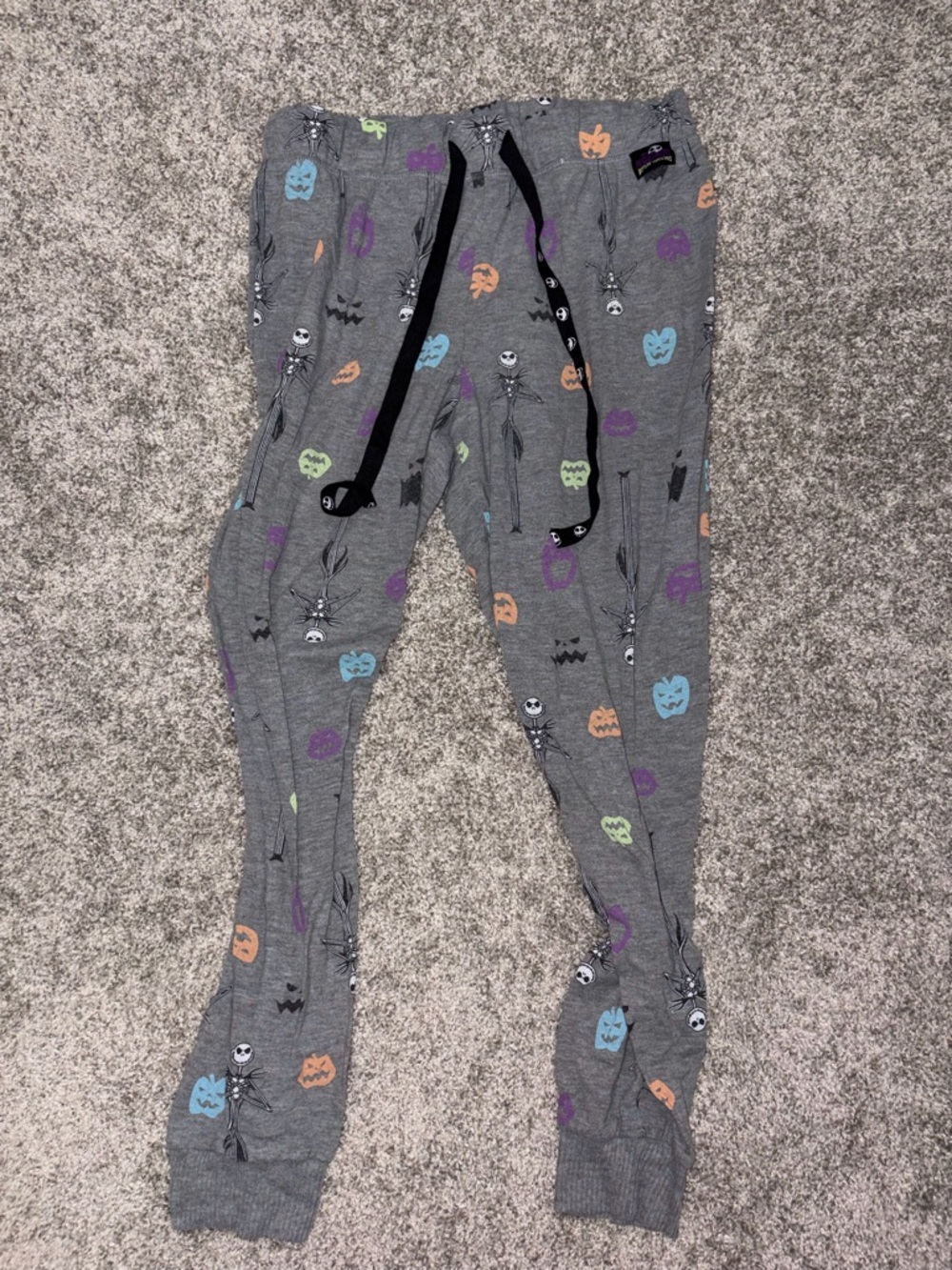 Disney Gray Jack Skellington Pajama Pants with Pastel Pumpkin Prints